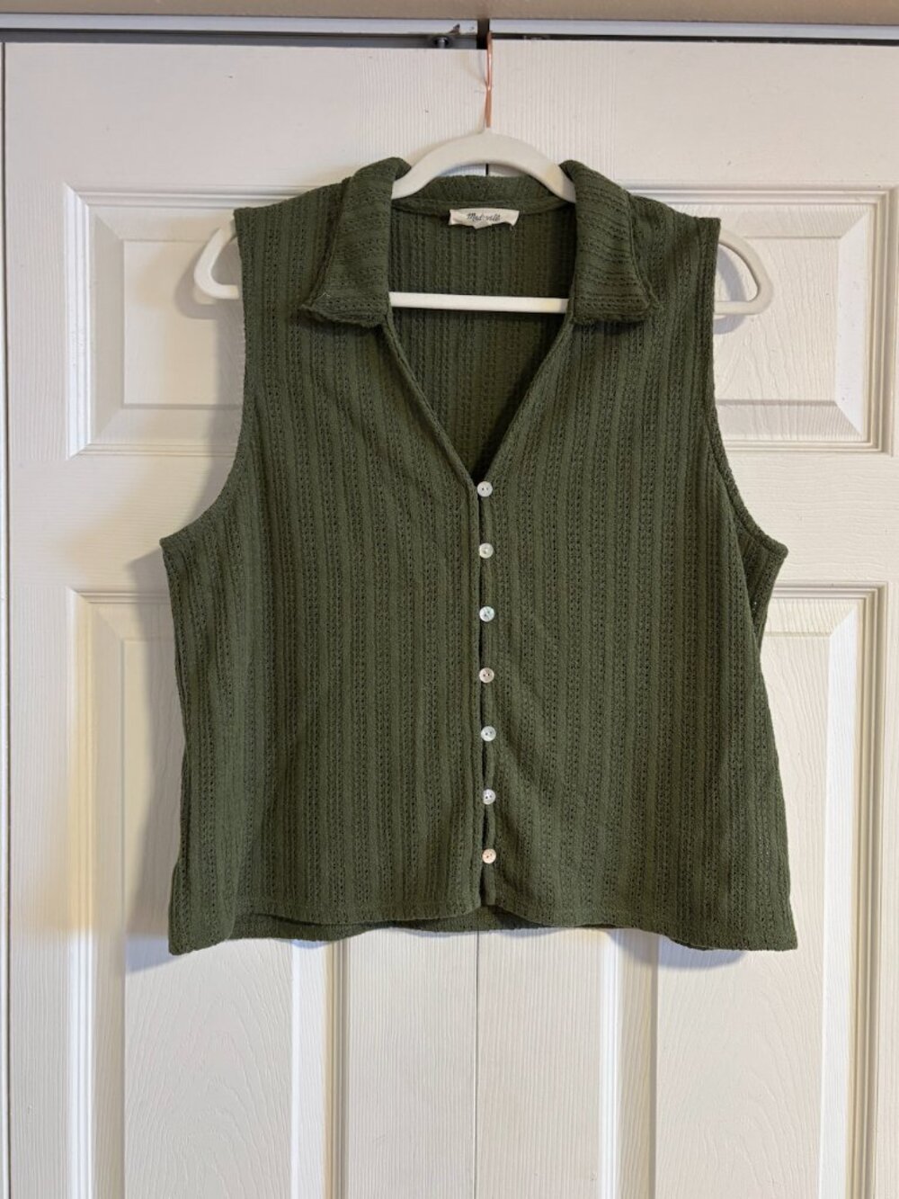 Madewell Crochet-Knit V-Neck Sweater Vest - Picture 2 of 6